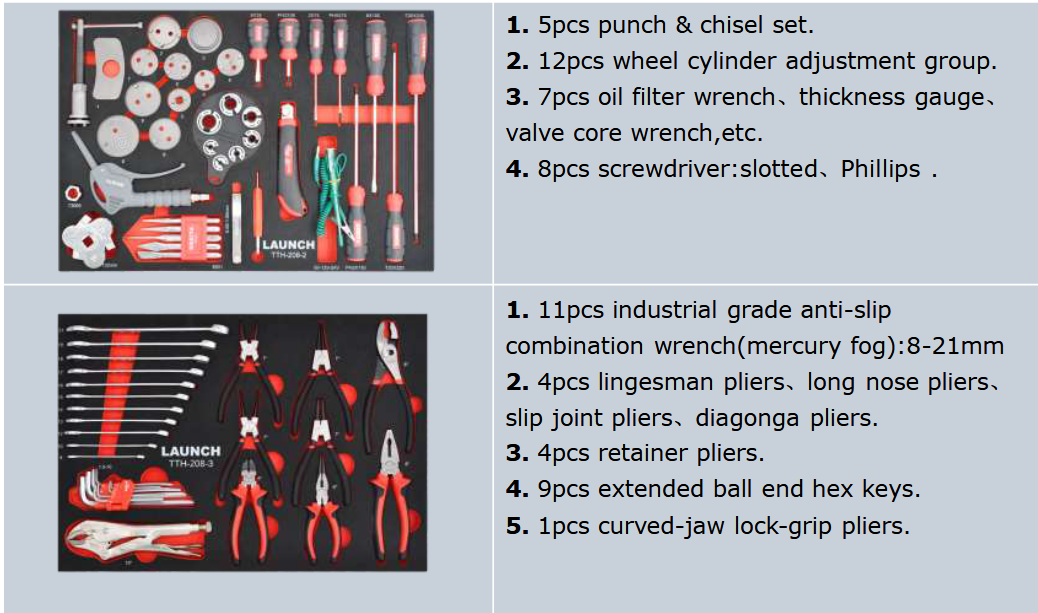 TTH-208 – Carro de herramientas para reparación rápida (208 piezas) view 3